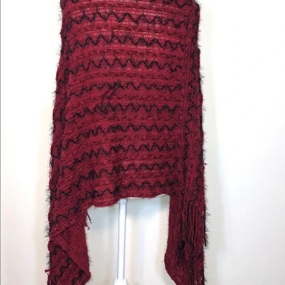 BURGUNDY PONCHO One Size - Picture 5 of 7